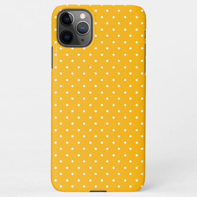 Coque iPhone Motif à pois blancs jaune moutarde pour iPhone C (Dos)