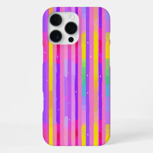 Coque iPhone 16 Pro Max Motif à rayures pastel rose violet