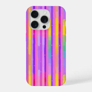 Coque iPhone 15 Pro Motif à rayures pastel rose violet