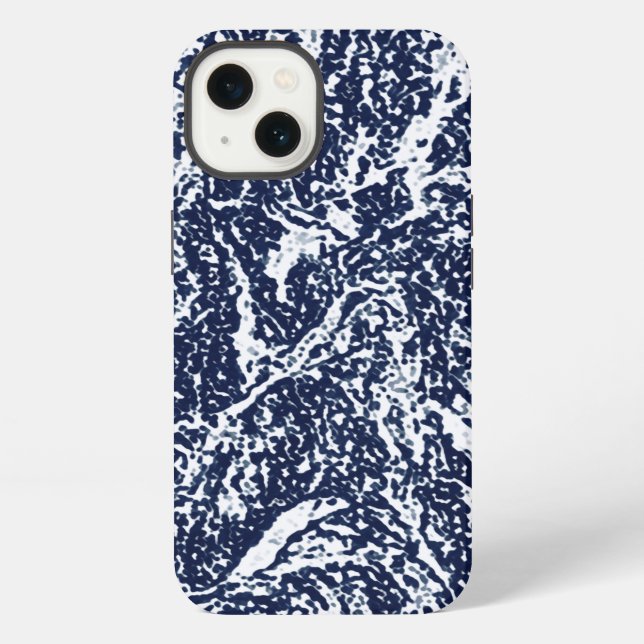 Coque iPhone Motif abstrait bleu foncé (Verso)