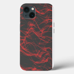 Etui iPhone 13 Motif Abstrait Courbe Néon Rouge Tendance Moderne