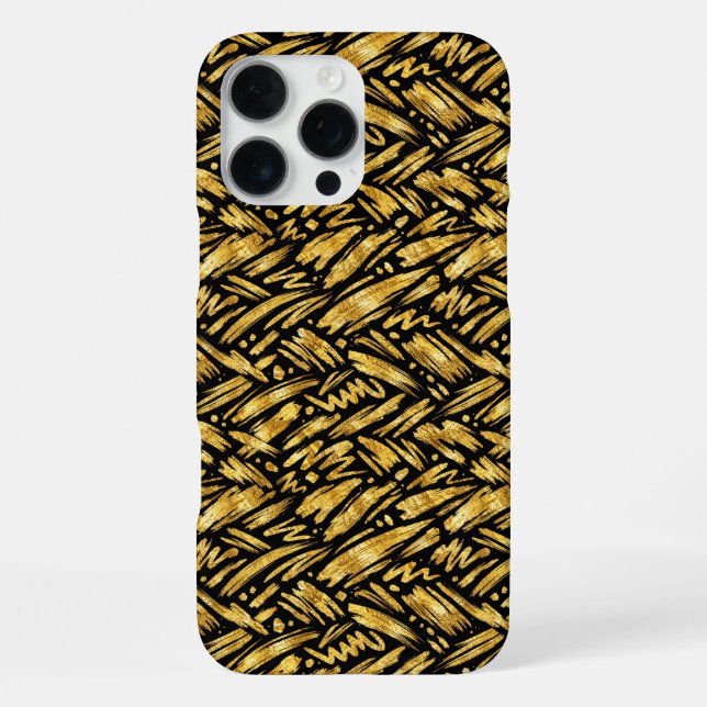 Coque iPhone Motif abstrait de feuille d'or (Verso)