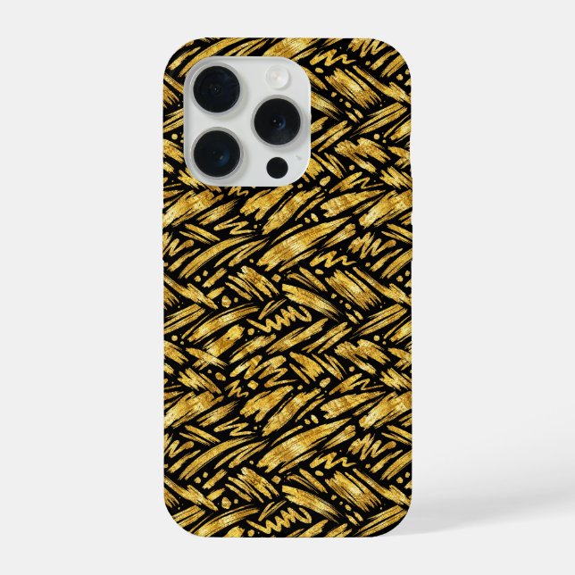 Coque iPhone Motif abstrait de feuille d'or (Verso)