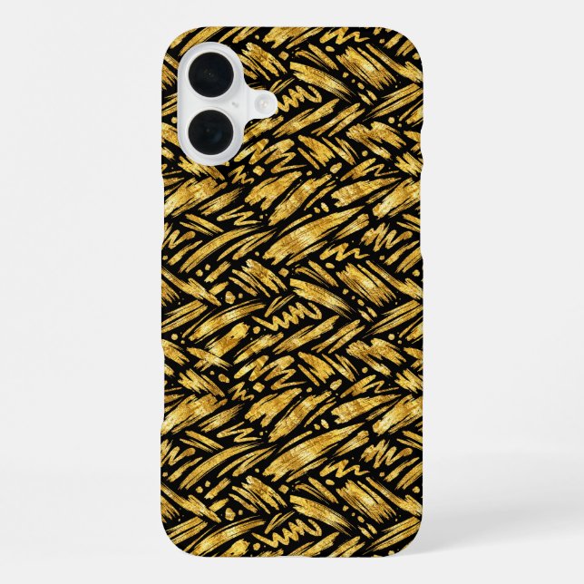 Coque iPhone Motif abstrait de feuille d'or (Verso)