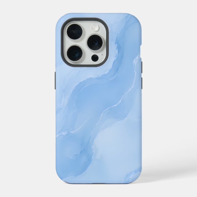 Coque iPhone Motif Abstrait de Marbre Bleu Clair (Verso)