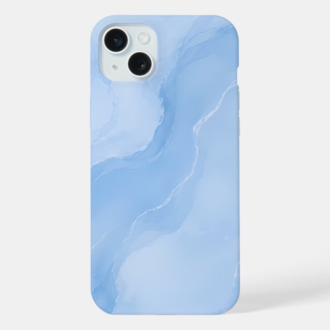 Coque iPhone Motif Abstrait de Marbre Bleu Clair (Verso)