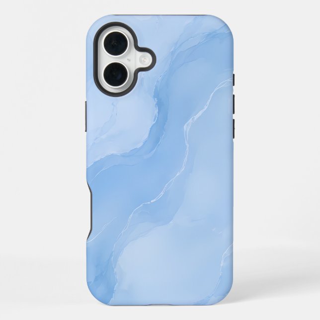Coque iPhone Motif Abstrait de Marbre Bleu Clair (Verso)