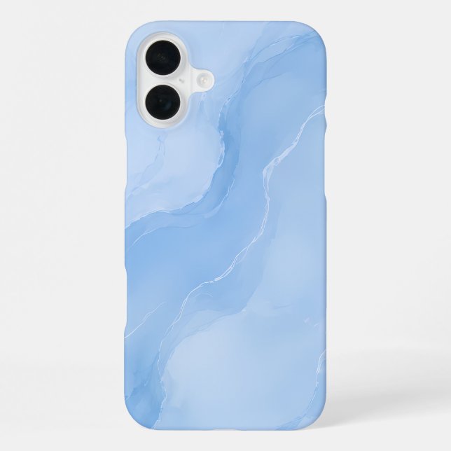 Coque iPhone Motif Abstrait de Marbre Bleu Clair (Verso)