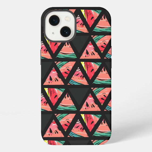 Coque iPhone Motif abstrait de pastèque dessiné à la main (Verso)