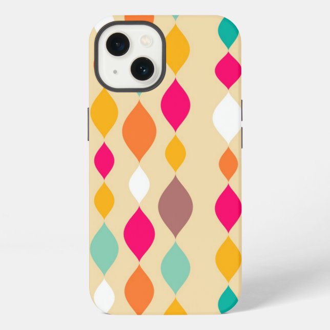 Coque iPhone Motif abstrait de style rétro (Verso)