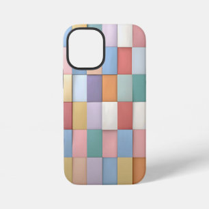 Coque iPhone 12 Mini Motif Abstrait en carreaux Pastel