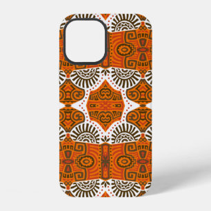 Coque iPhone 12 Motif abstrait ethnique vintage sans couture. Carr