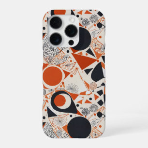 Coque iPhone 16 Pro Motif abstrait géométrique en corail, rouge et ivo