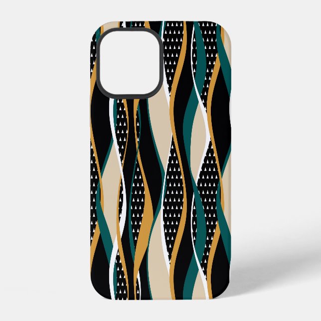 Coque iPhone motif Abstrait rayé, coloré ondulé. (Verso)