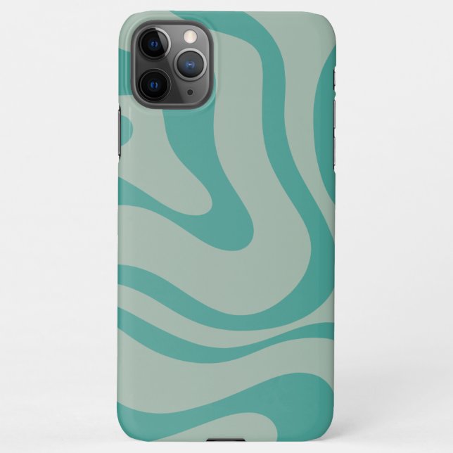 Coque iPhone Motif Abstrait Rétro Liquid Swirl Muted Turquoise (Dos)