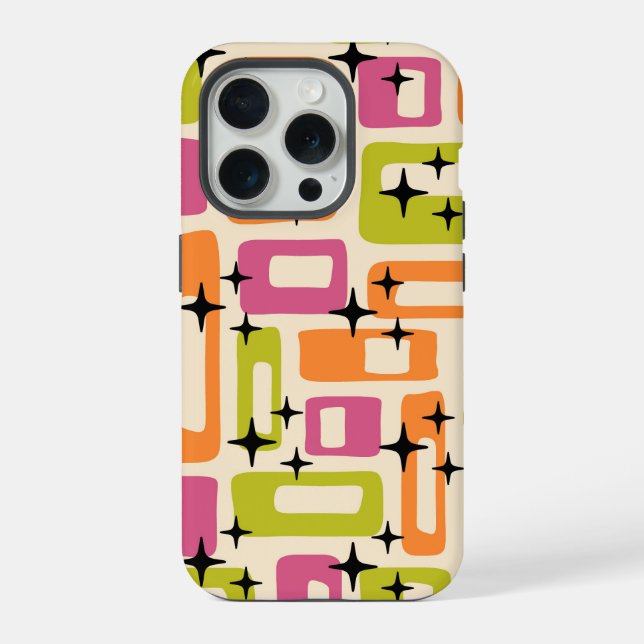 Coque iPhone Motif Abstrait Rétro Milieu de Siècle Moderne (Verso)