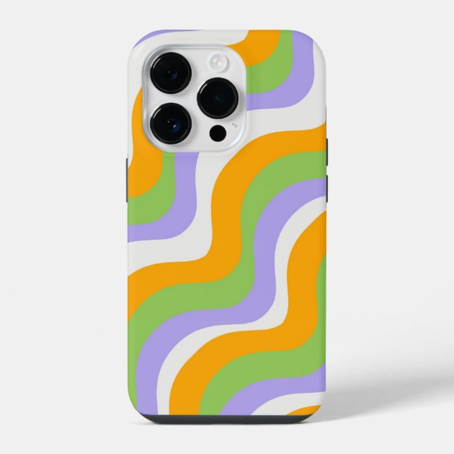 Coque iPhone Motif Abstrait Rétro Wave Boucle Y2k (Verso)