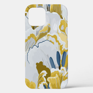 Coque iPhone 12 motif Abstrait sans soudure. gris clair, jaune, g