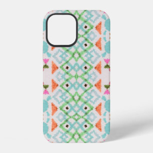 Coque iPhone 12 Motif américain. Impression ikat transparente. Per