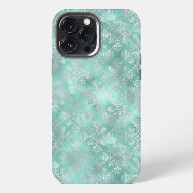 Coque iPhone Motif Aqua et Silver (Verso)
