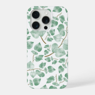 Coque iPhone 15 Pro Motif aquarelle de feuilles vert sauge minimal