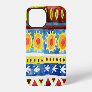 Coque iPhone 12 Motif aquarelle ethnique peint à la main