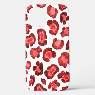 Coque iPhone 12 Motif aquarelle illustration peau léopard. Effacer