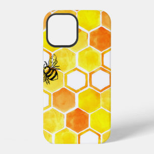 Coque iPhone 12 Motif aquarelle sans couture avec des ruches et li