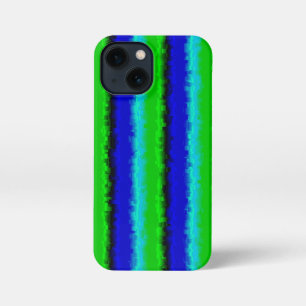 Etui iPhone 13 Mini Motif arc-en-ciel bleu vert abstrait 3D