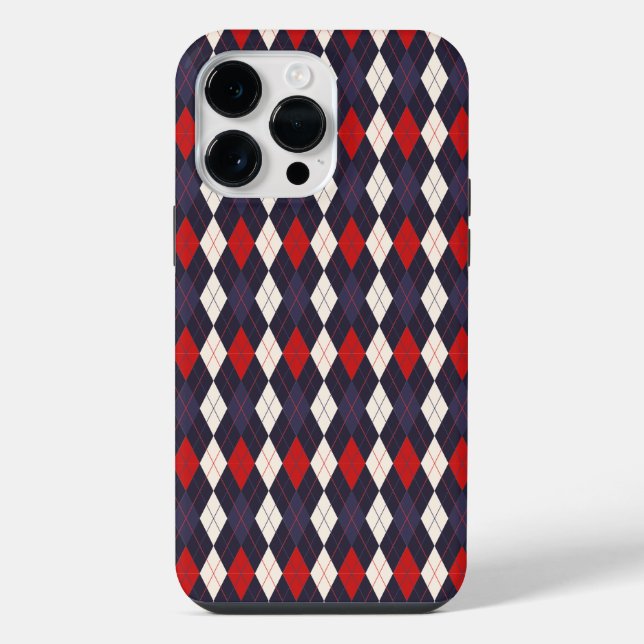 Coque iPhone Motif argyle violet profond rouge (Verso)