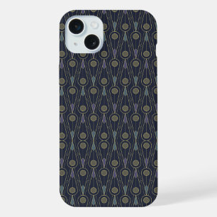 Coque iPhone 15 Plus Motif Art Déco avec des formes géométriques en or