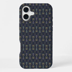 Coque iPhone 16 Plus Motif Art Déco avec des formes géométriques en or