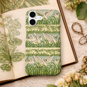 Coque iPhone 15 Pro Motif Art Nouveau de cygne – Cygne botanique vinta