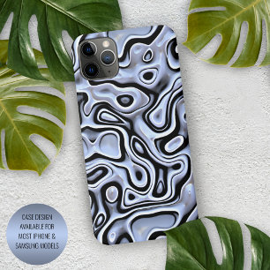 Coque iPhone 16 Pro Max Motif artistique 3D liquide bleu violet gris noir