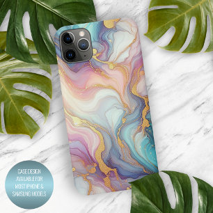 Coque iPhone 16 Pro Max Motif artistique en marbre rose violet sarcelle aq