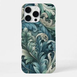 Coque iPhone 16 Pro Max Motif artistique paisley bleu sarcelle vert gris