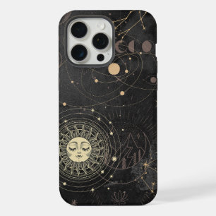 Coque iPhone 15 Pro Max Motif Astrologique Or Noir