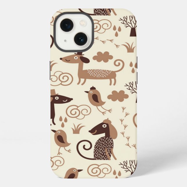 Coque iPhone motif avec des chiens mignons (Verso)