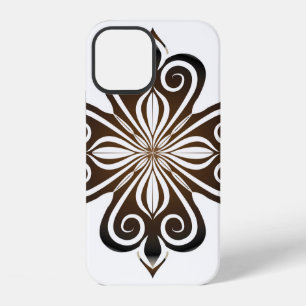 Coque iPhone 12 Motif baroque marron décoratif avec fleurs