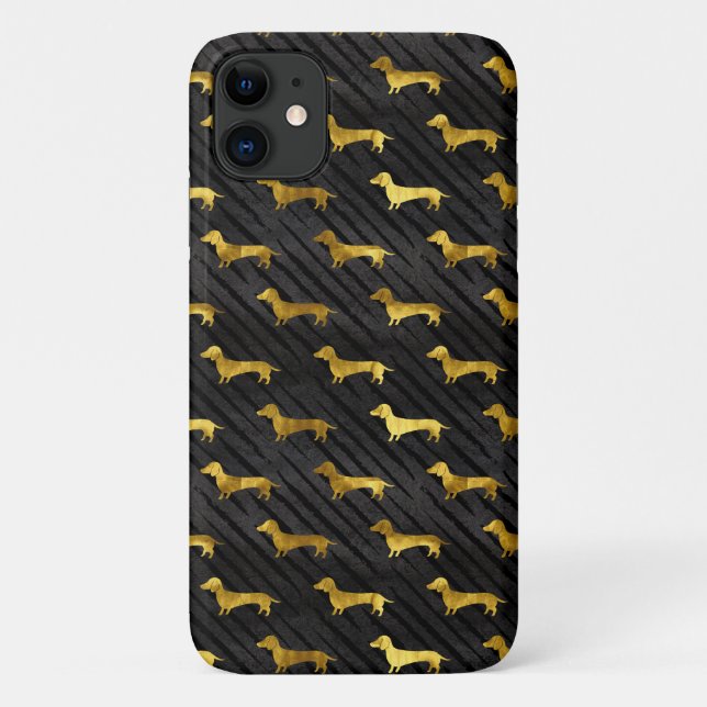 Coque iphone Motif Black and Gold Dachshund (Dos)