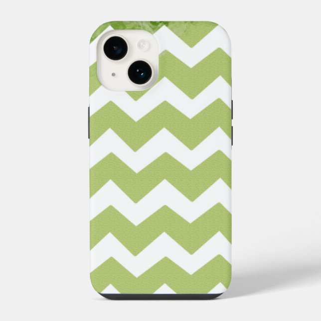 Coque iPhone Motif blanc vert Chevron (Verso)