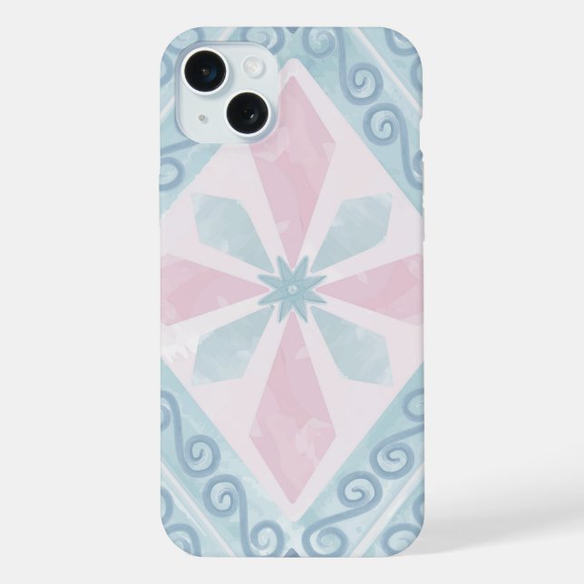 Coque iPhone motif bleu en forme de diamant (Verso)