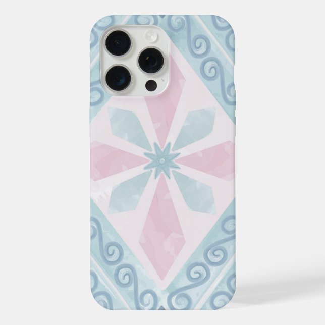 Coque iPhone motif bleu en forme de diamant (Verso)