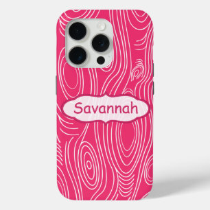 Coque iPhone 15 Pro Motif Bois Fuchsia Rose iPhone Personnalisé
