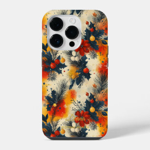 Coque Pour iPhone 14 Plus Motif botanique floral de Noël avec citation de no