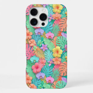 Coque iPhone 16 Pro Max Motif botanique floral tropical coloré