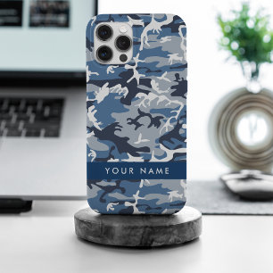 Coque iPhone 15 Pro Max Motif camouflage bleu neige hivernale Personnalise