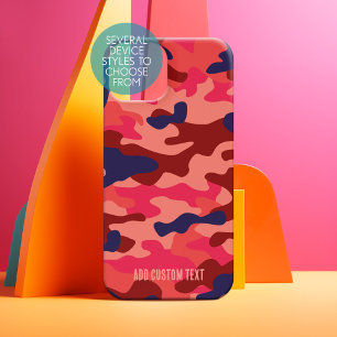Coque Pour iPhone 14 Motif Camouflage - Corail bleu avec texte bloc