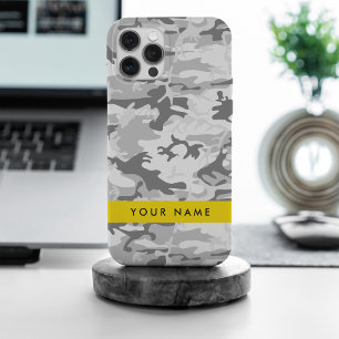 Coque iPhone 15 Pro Max Motif camouflage gris neige hivernale Personnalise
