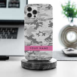 Coque iPhone 15 Pro Max Motif camouflage gris neige hivernale Personnalise